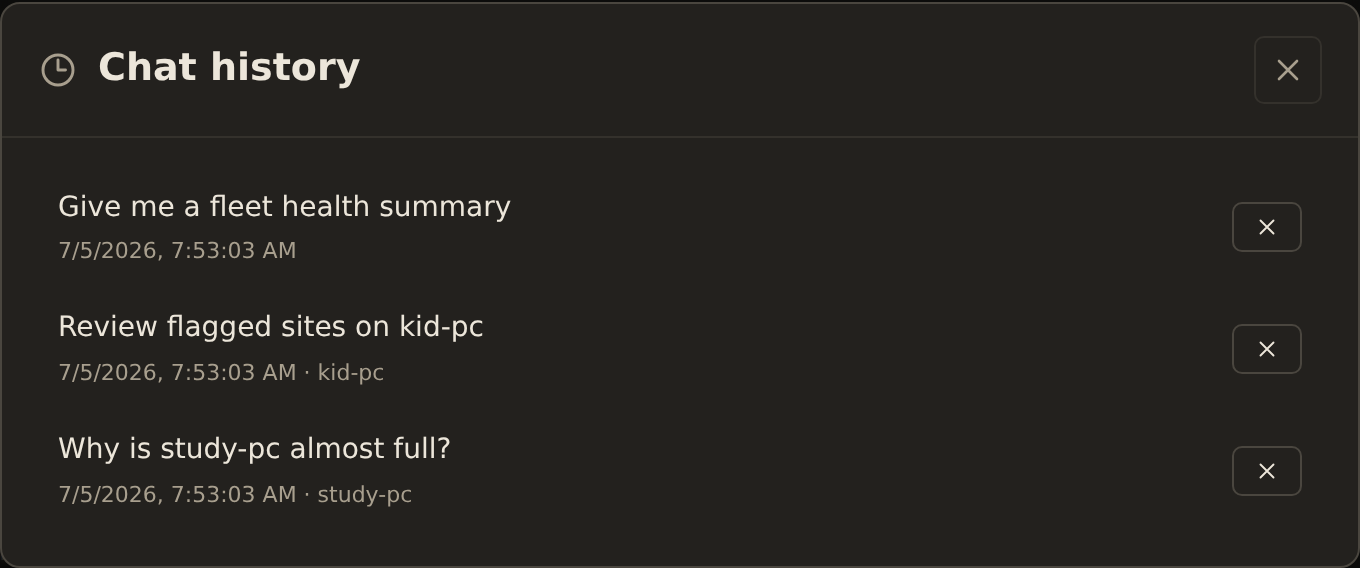 The chat history panel